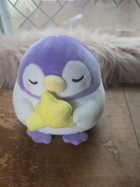 Takashoji Purple Penguin Wishing Star plush 8 inch tall.